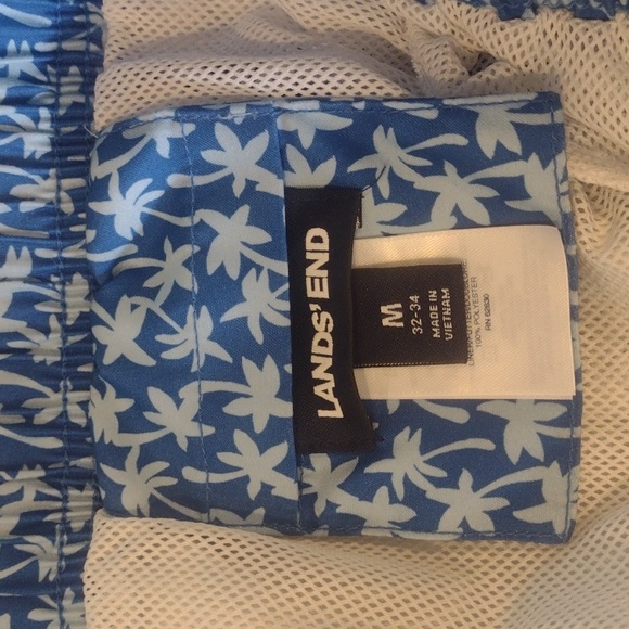 Lands' End blue palm tree swim trunks size medium - Picture 2 of 6